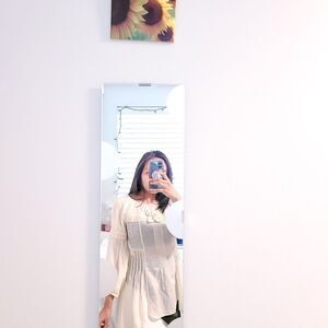 HOSS INTROPIA Women's Victorian Floral Applique Cotton Silk White Ivory Blouse w